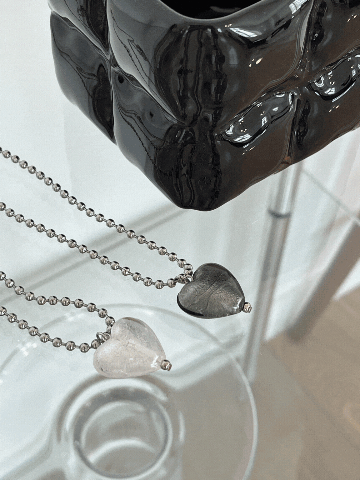 Silver heart necklace / 2colors